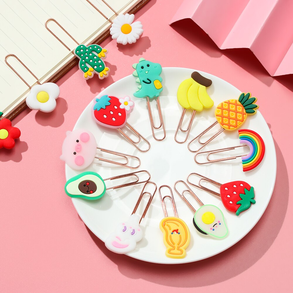 Animals Flower Paper Clips Bookmarks Kids Cute Book Mark Paper Clips Desk Organizer Stationery Office School Supply