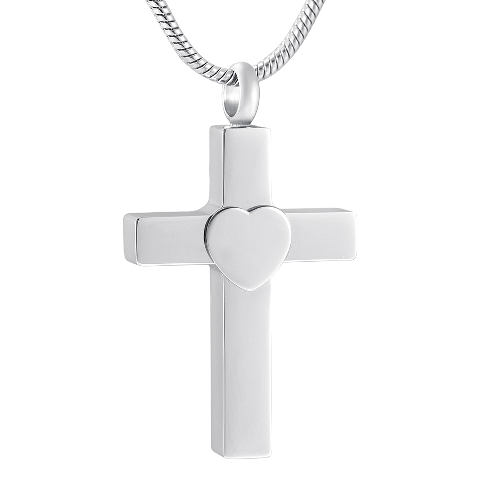 IJD9906 Hold Little Blank Heart Cross Stainless Steel Memorial Urn Necklace Keepsake Cremation jewelry for ashes of loved one