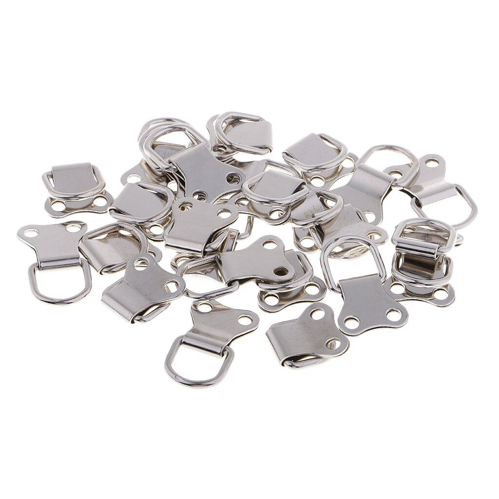 25 Pieces/Pack Solid D-Ring Hanging Hooks for Photo Frame, Home Decoration (2 Holes without Screws)
