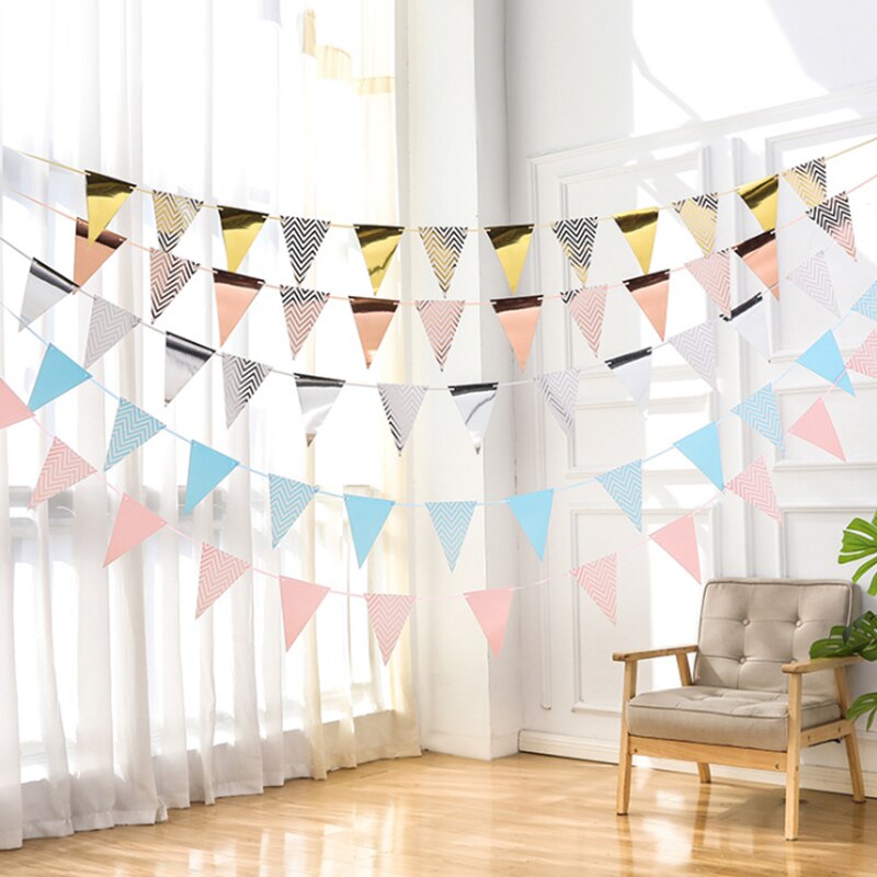 Nordic Stijl Rose Gouden Driehoek Wave Bunting Adult Party Sfeer Decoratie
