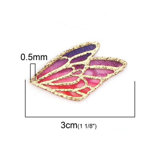 DoreenBeads-colgantes de tela de ala de mariposa, accesorio Multicolor, Morado, azul y verde, 30mm(1 1/8 ") x 18mm( 6/8"), 5 unidades: 6