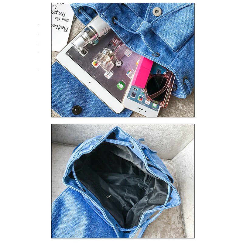 Denim toile femmes sac à dos cordon sacs d'école pour adolescents filles petit sac à dos femme sac à dos ZF9936