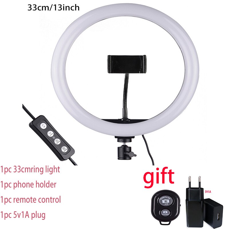 33cm Selfie Ring Light with and without 180cm tripod carton packing