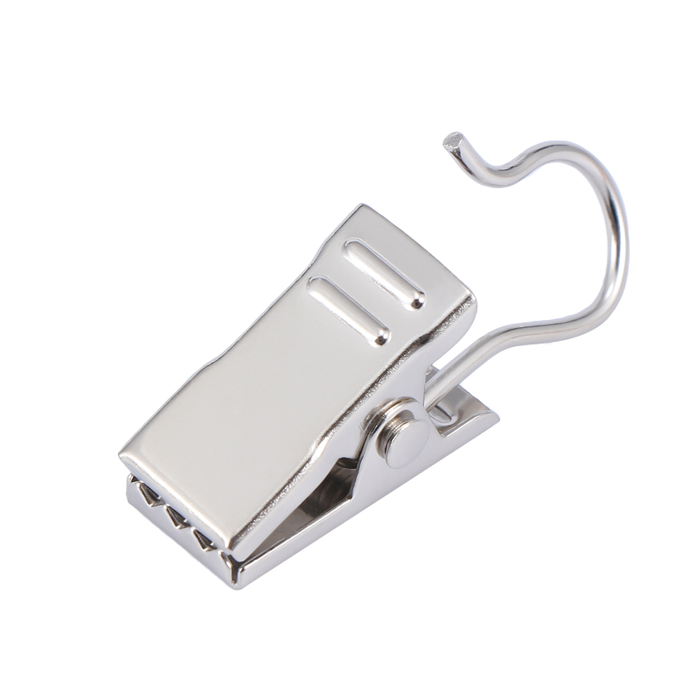 20 pièces/ensemble fenêtre douche métal Crocodile pince Durable rideau crochet Clips acier inoxydable rideau anneaux pinces accessoires: silver