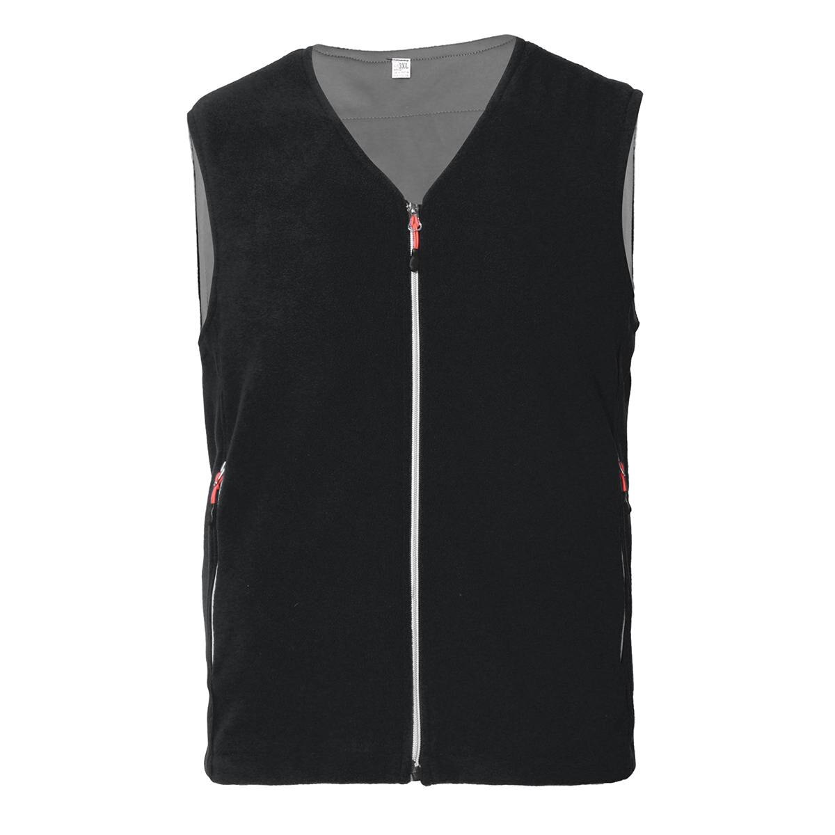 Outdoor Men Electric Heated Vest Clothes USB Heating Vest Winter Thermal Clothing Camping Hiking Unisex Warming Heated Vest: Vneck black / L