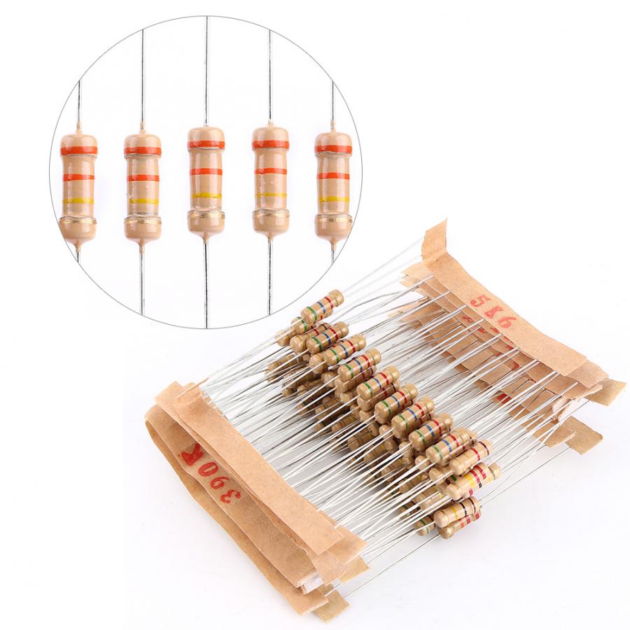 Carbon Film Resistors Kit Acogedor 1000pcs 1-10M ohm 1/2W Resistor Assortment 100 Values Resistance Meter