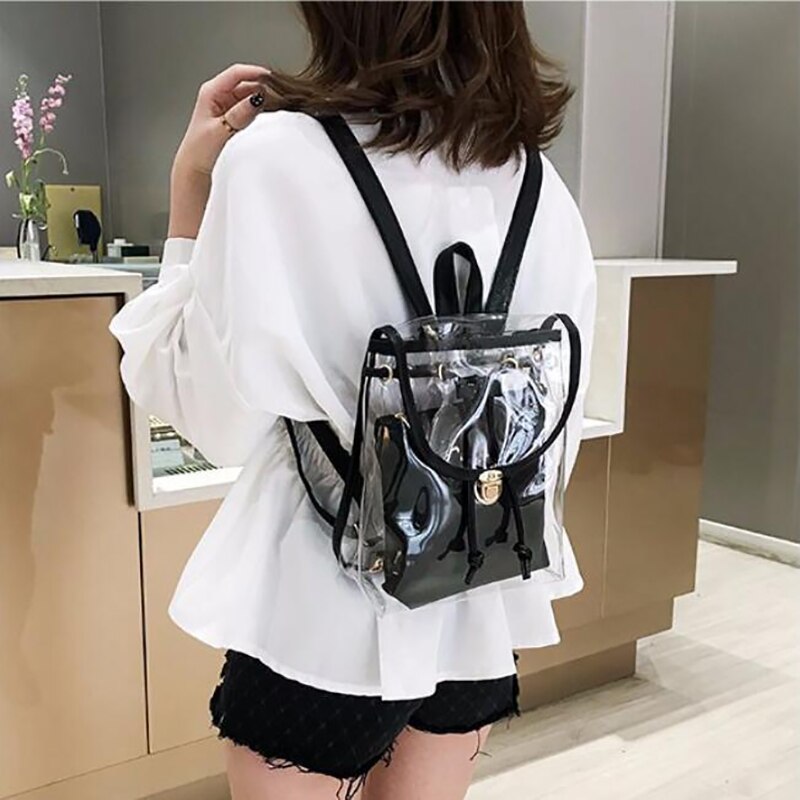 Mochila transparente de PVC de para mujer, mochila transparente de Color caramelo para chicas adolescentes, mochila escolar de jalea Linda