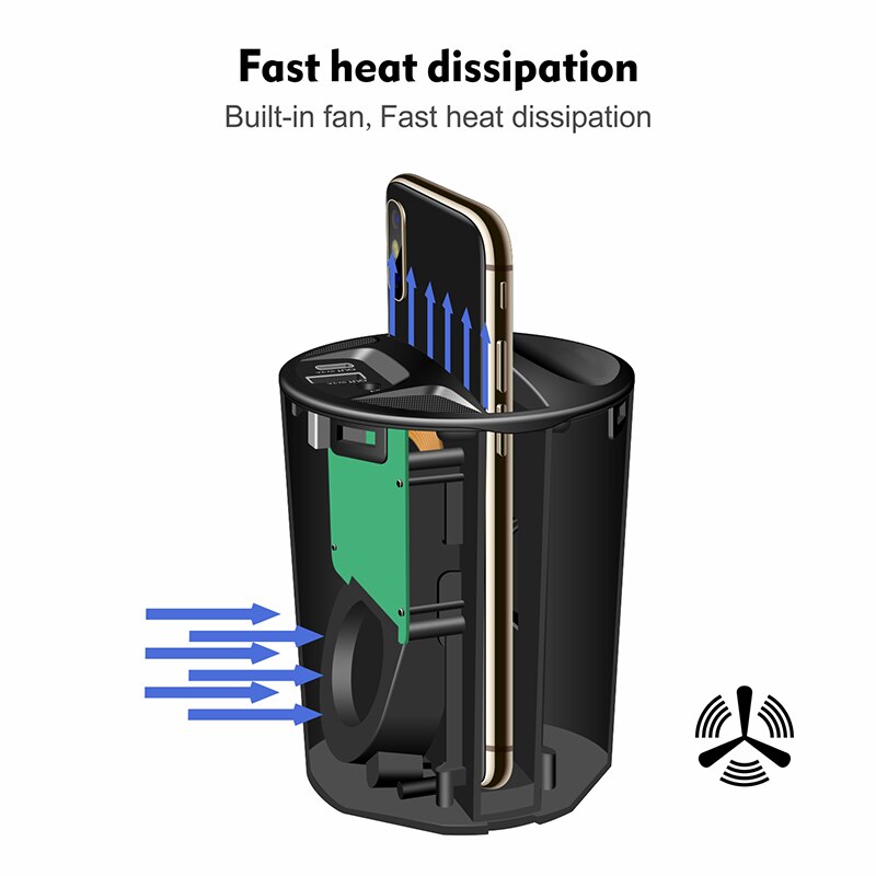 QI 10W Fast Wireless Charger Car Charger Cup For IPhone 11 Pro XS XR/X/8 SAMSUNG Galaxy S9/S8/Note10/Note9 Car Cup Charging