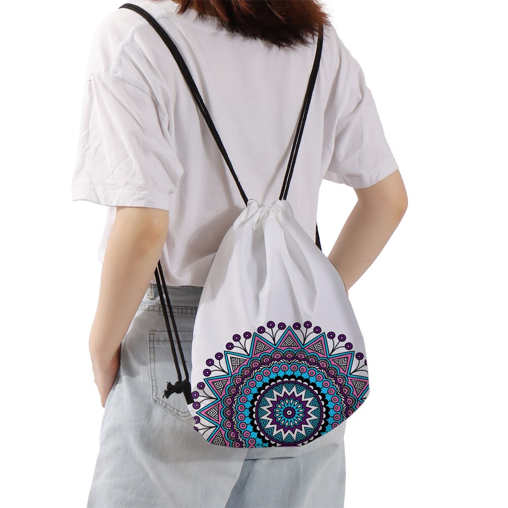 Deanfun Drawstring Backpack Colorful Mandala Flower 3D Printed Pouch Bag Drawstring Bag For Women D60341