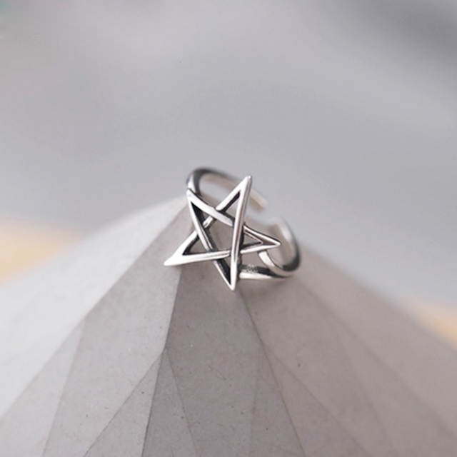 Overdrevet personlighed 925 sterling sølv david stjerne ringe til kvinder bryllup smykker justerbar antik finger ring anillos
