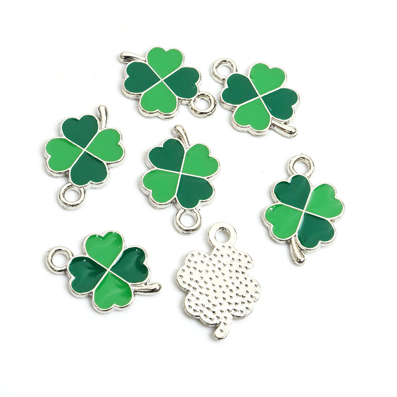 Dopamina trébol de cuatro hojas esmalte encantos 20 piezas DIY collar pulsera pendientes llavero amuleto colgantes accesorios de creativos