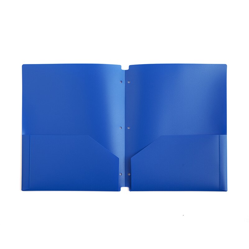 Comix 2 Pocket Folders, Letter Size Poly File Portfolio Folder with 3-Hole Punch, Plastic Folders w/ Pockets, 12pcs/Pack: Blue