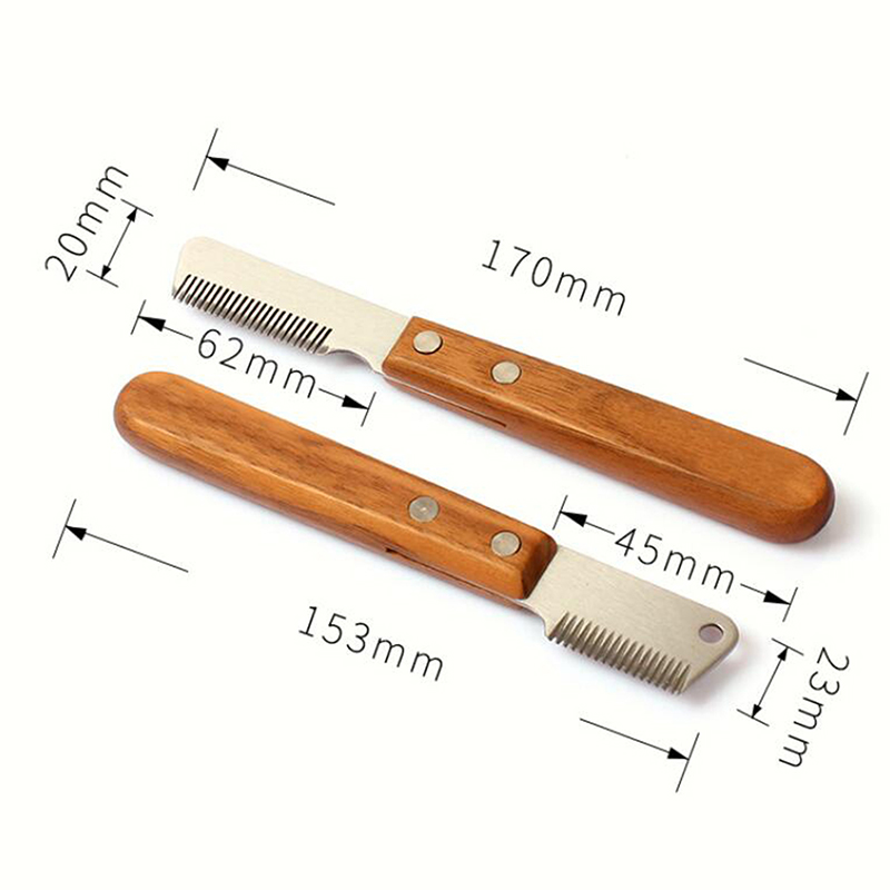 Pet Supplies Dog Comb Stainless Steel Wooden Handle Skinning Knife Pet Epilator Remove Undercoat Pet Accessories