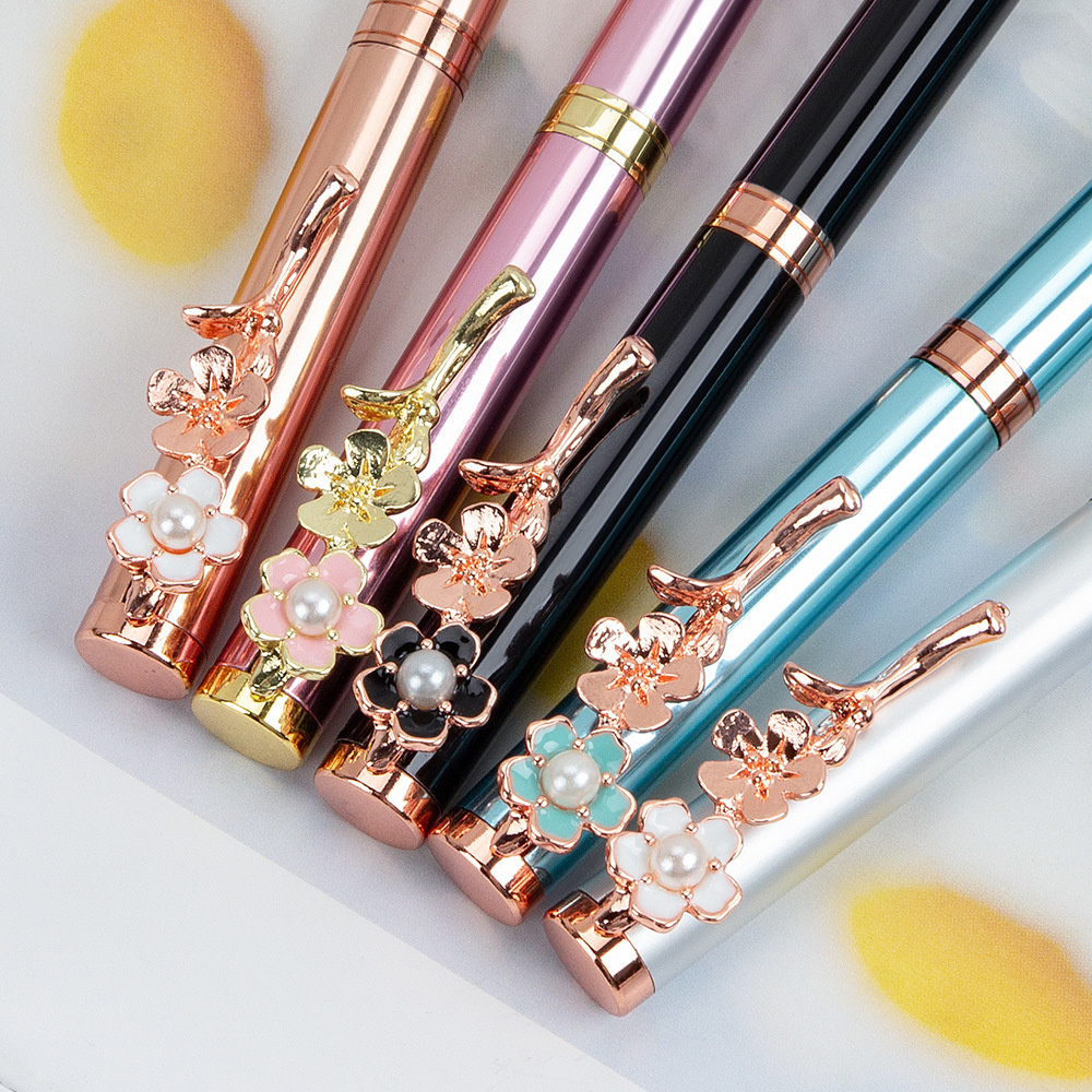 1 Piece Pearl Flower Metal Ballpoint Pen Stationery
