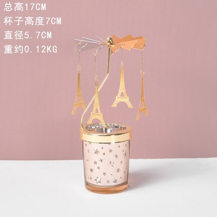 Spinning Rotating Metal Carousel Tea Light Candle Holder Lamp Christmas Candle Holder Decoration Decoration Candle: YELLOW