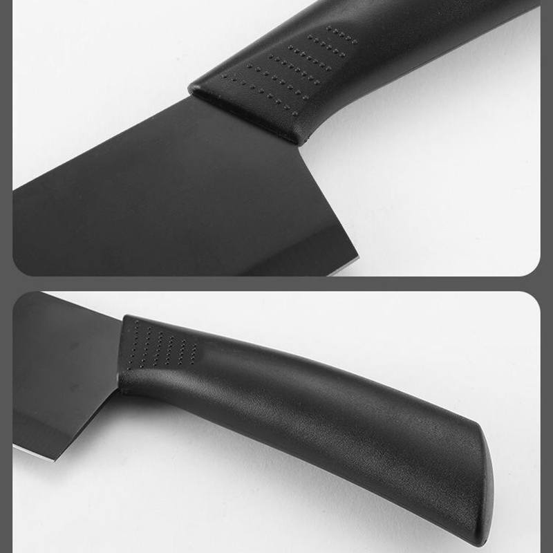 Juego de cuchillos de cocina de acero inoxidable con mango de plástico antideslizante negro, cuchillo para cortar fruta, cuchillo multifuncional para el hogar