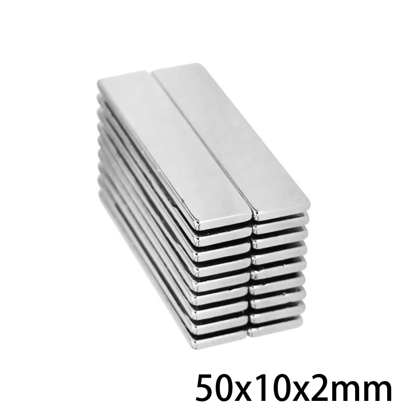 5 ~ 100Pcs 50X10X2 Sterke Zeldzame Aarde Magneet Dikte 2Mm Blok Rechthoekige Neodymium Magneten 50X10X2Mm Strip Magnetische 50*10*2