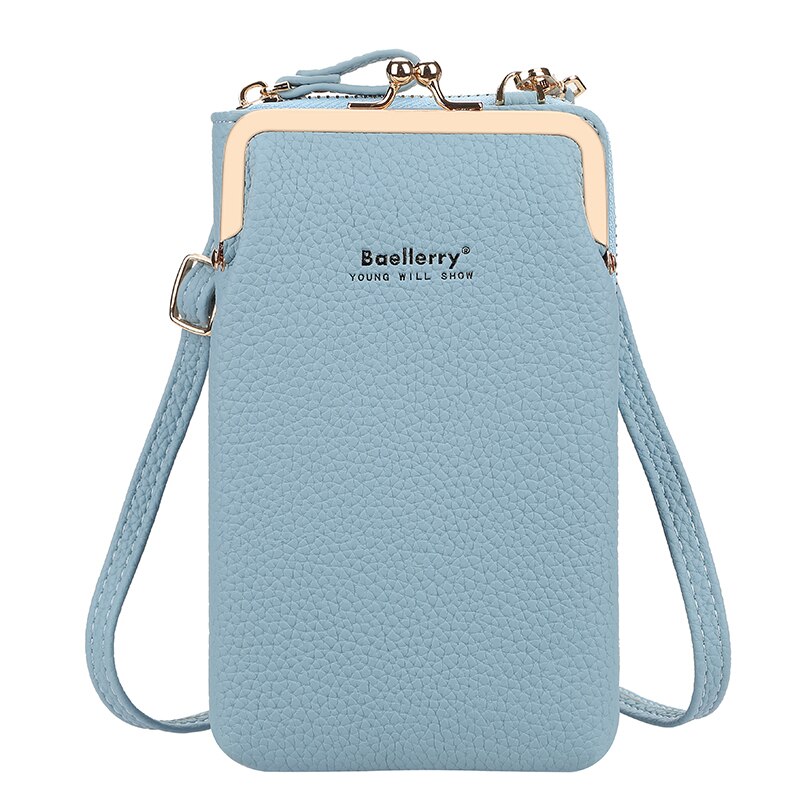 Dames casual portemonnee merk mobiele telefoon portemonnee grote kaarthouders portemonnee handtas portemonnee clutch messenger schoudertas: Blauw