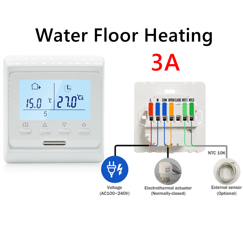 Termostato WIFI para Aquecimento de Piso com Tela LCD 220V, Controlador de Temperatura Programável para Caldeira Elétrica, a Água e a Gás: Amarelo