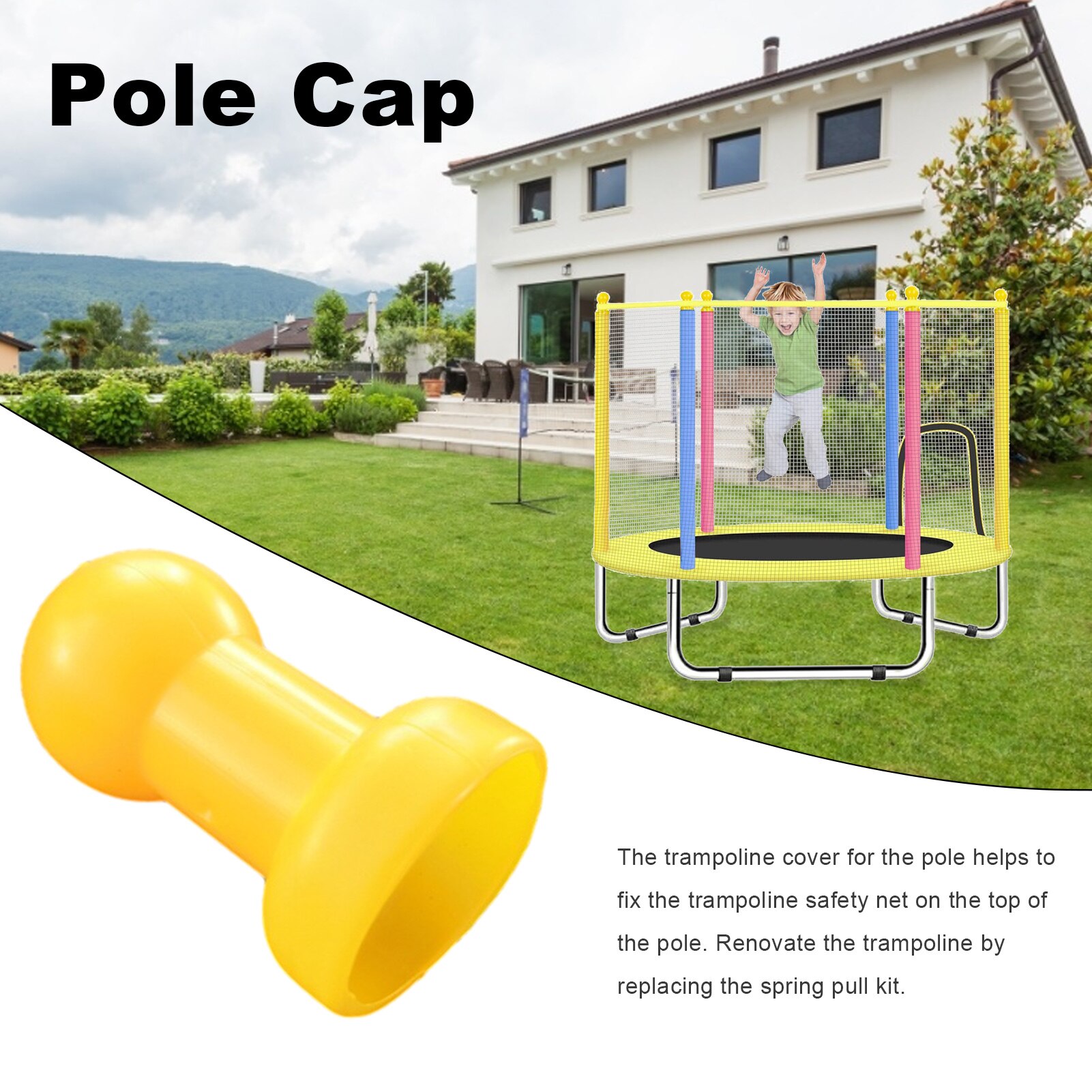 Neue Trampolin Pole Deckel Stahl Rohr oben Abdeckung Gelb Kunststoff Abdeckung Für freundlicher Trampolin draussen Sport Zubehör