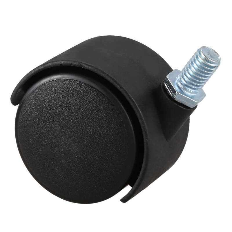 Plast Svinghjul - 8mm Gjenget Stang - 1,5" Hjul - 20 stk Svart