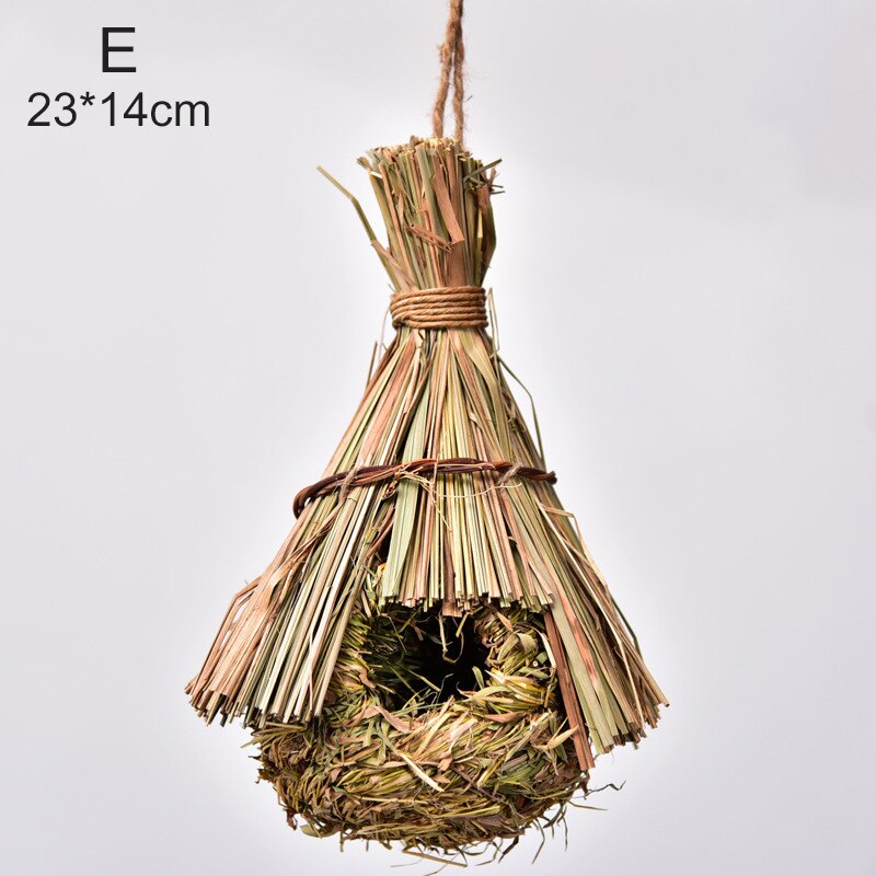 Birds Nest Hand-knitted Gourd Bird House Natural Grass Egg House Outdoor Gardening Decoration Pet Bird Nest Supplies: E
