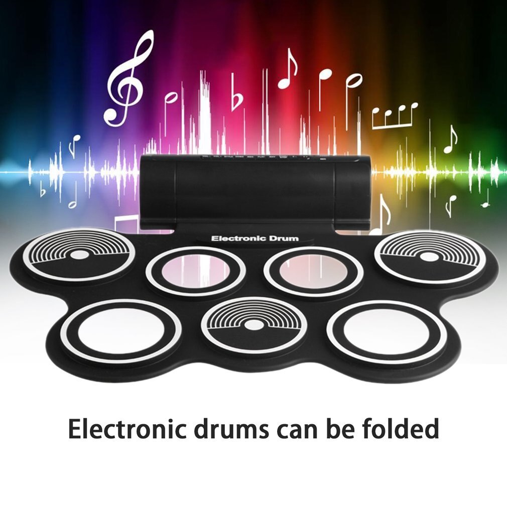 Draagbare Opvouwbare Siliconen Elektronische Drum Pad Kit Digitale USB Roll-up met Drumstick Voet Pedaal Audiokabel Muziekinstrument