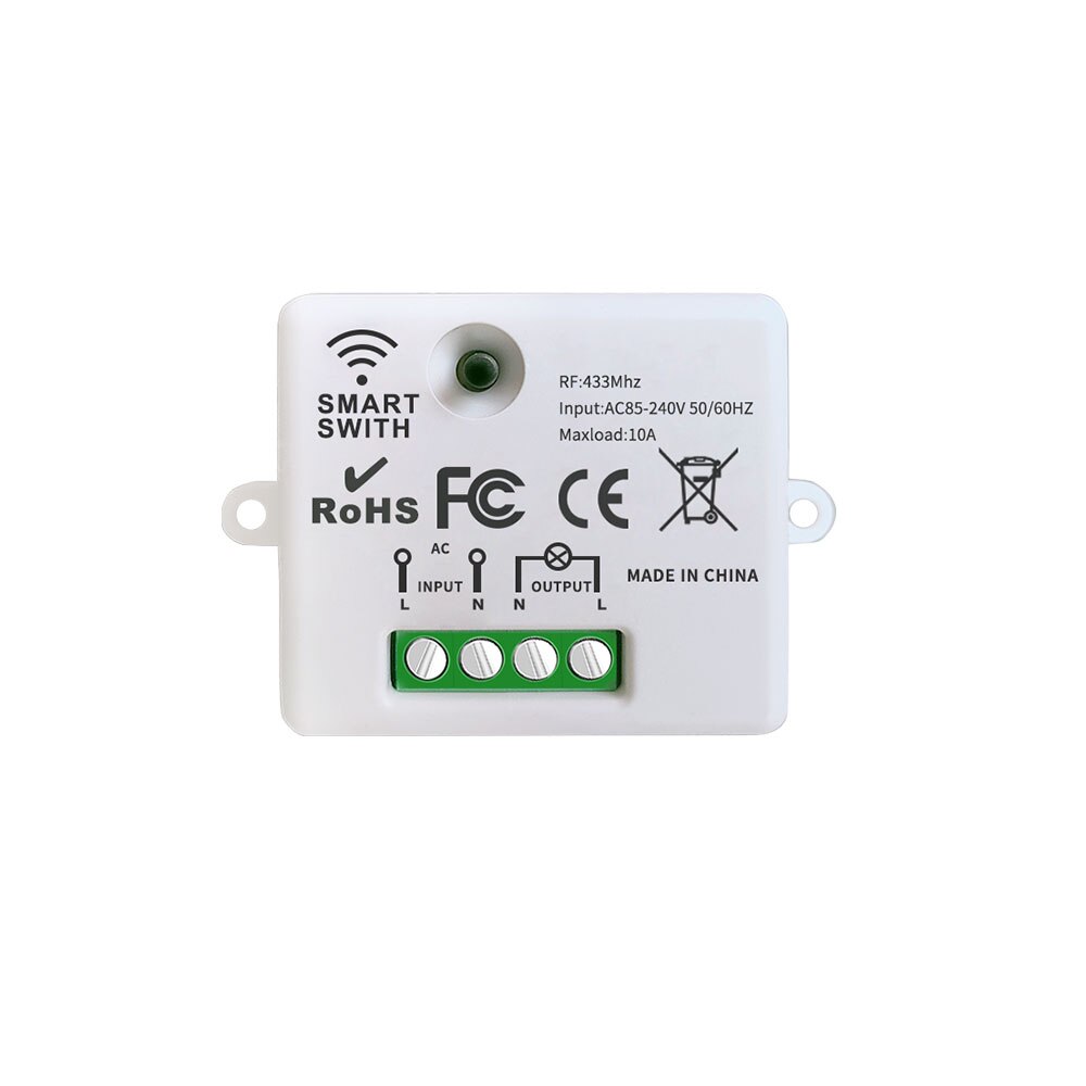 433mhz Rf Wireless Kinetic Switch Self-Powered Wall Switch No Battery Need and 220V 10A Relay Receiver for Light/home Appliance: Receiver