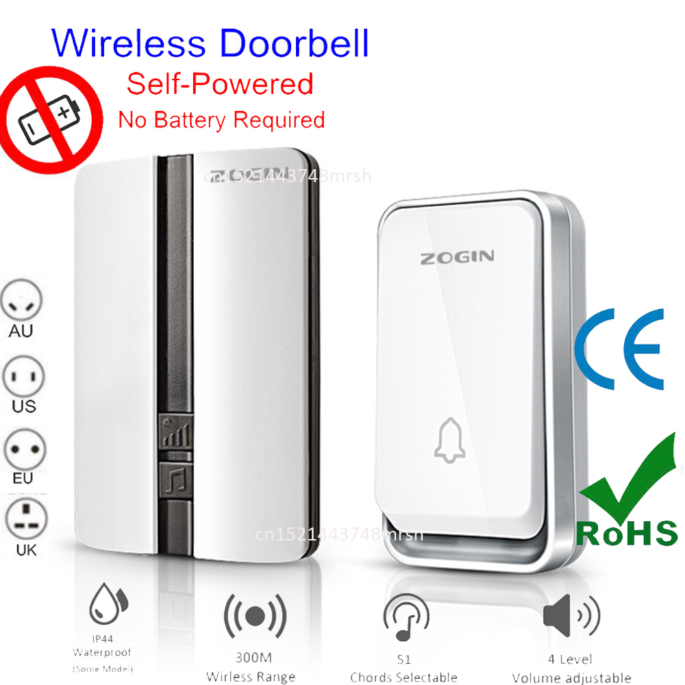 Draadloze Deurbel Waterdicht Self-Powered Knop Smart Deurbel Sets Home Welkom Outdoor Huis Klokkenspel Ontvanger