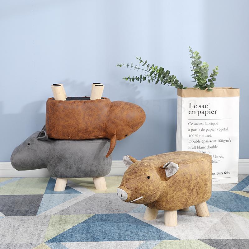 Tegneserie elefant sko skammel fodskammel massiv træ skammel hjem børn dyr sofa skammel