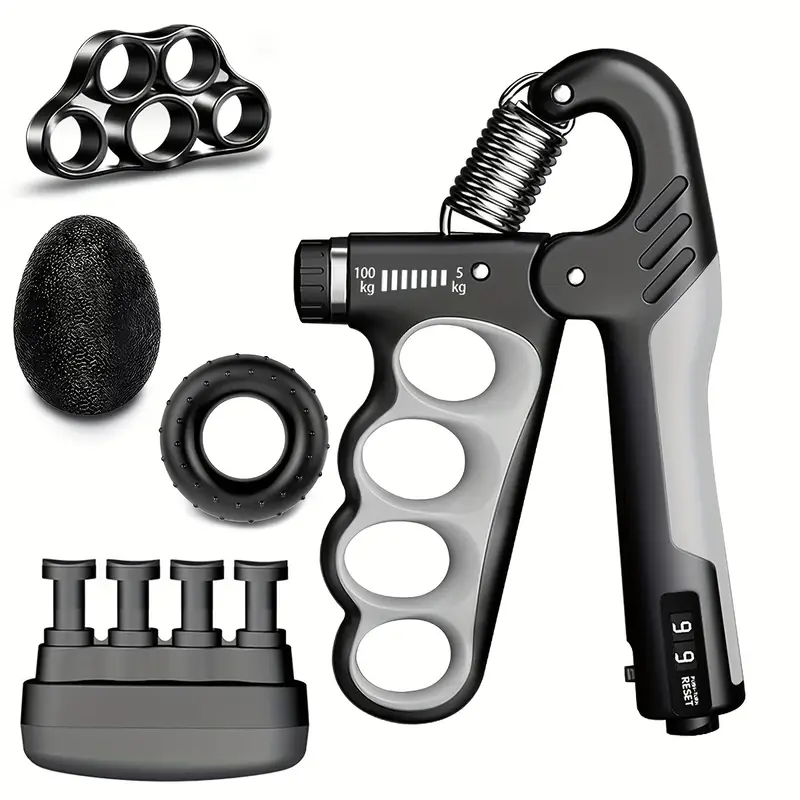 Adjustable Finger And Forearm Strengthening Kit - Improve Resistance Grip Strength And Flexibility With Resistance Hand Grippers: Beige