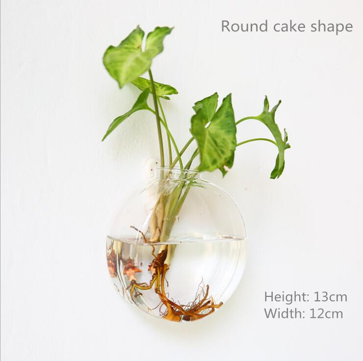 wall glass vase Wall mounted fish tank Hanging hydroponic vase Living room wall decoration