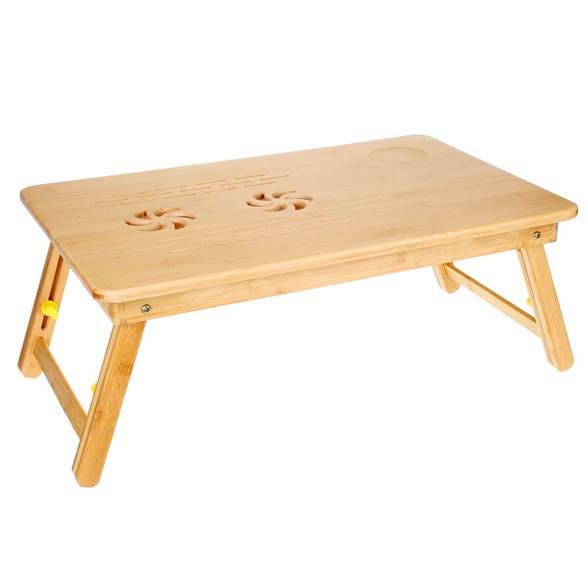 Bamboo Laptop Desk With Drawer Notebook Table Folding Adjustable Laptop Stand For Bed Office Cooling Laptop Table Computer Desks: 50cm