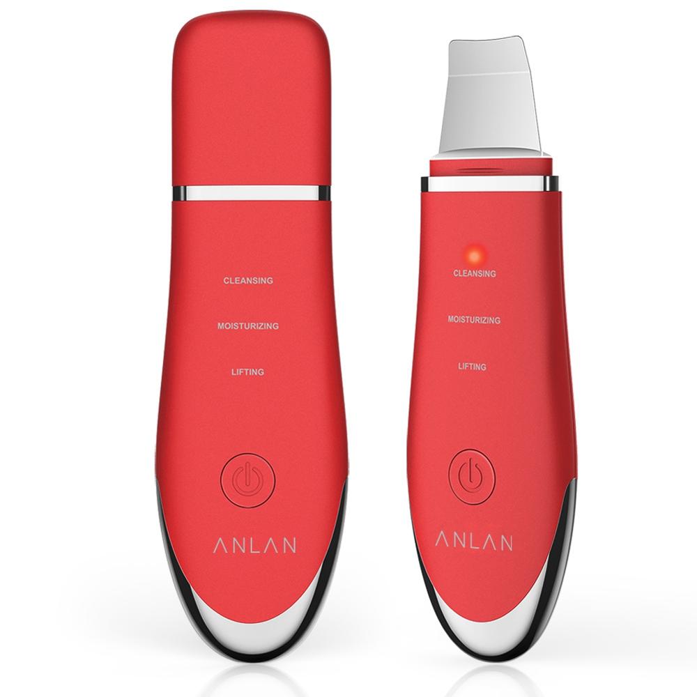 Limpiador ultrasónico de piel ANLAN, máquina de limpieza por vibración Facial, exfoliante de espinillas, exfoliante de poros, herramientas de limpieza Facial: Red