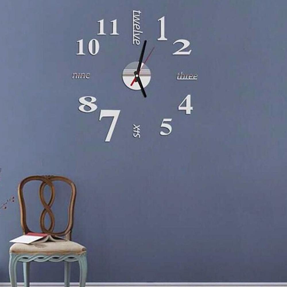 Modern Numbers Letters 3D Wall Clock Sticker DIY Living Room Art Hanging Decor