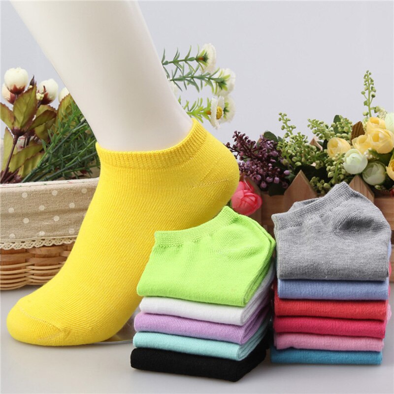 Urgot 10pcs=5pairs/lot Women Cotton Socks Summer Autumn Cute Candy Color Boat Ankle Socks Women's Thin Sock Slippers Girls Meias