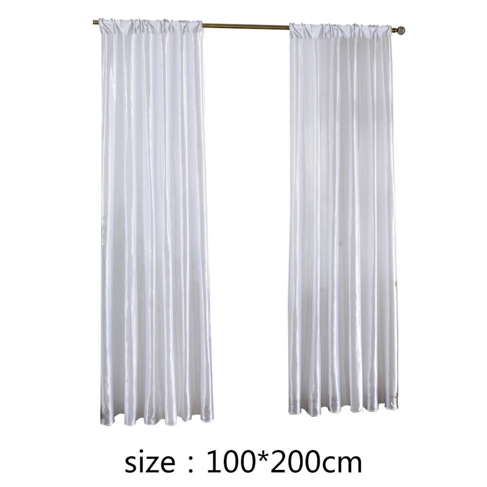 1pc 100 x 200cm solid satin dør vinduesgardin dekorative halvskygge gardiner til stue køkken soveværelse persienner: Hvid