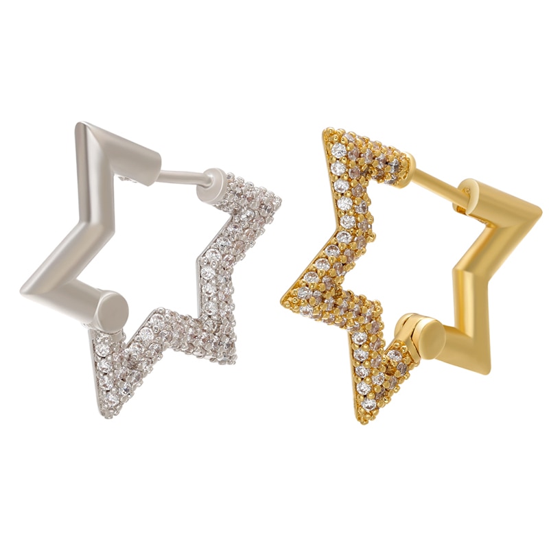 Zhukou Trend 1 Stuk Goud/Zilver Kleur Hoop Earring Voor Vrouwen Cz Crystal Oorbellen Mode-sieraden model:VE224
