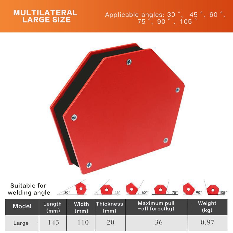 Soporte de soldadura magnético multiángulo, accesorio de soldadura de flecha fuerte, localizador de esquina, herramientas de soldadura eléctrica, 1 Uds.: Large-36kg Polygon