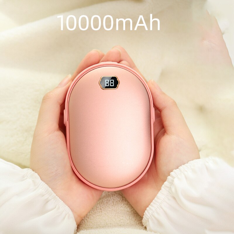Portable Hand Warmer Charging Treasure 2 In 1 Usb Heater 5000/10000 mAh Led Light Safety Pocket Mobile Power Hand Warmer: 10000mAh  pink