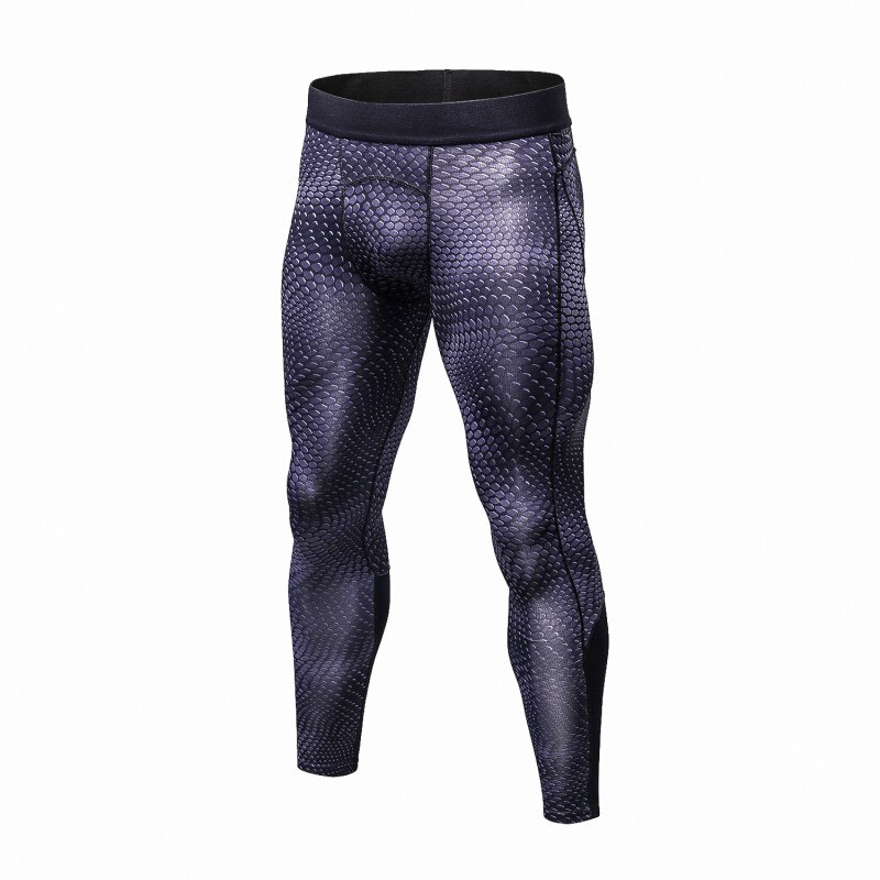 Los hombres Fitness de compresión pantalones Leggings mallas para correr Fitness seco ropa deportiva pantalones de gimnasio, pantalones de entrenamiento: Plata / S