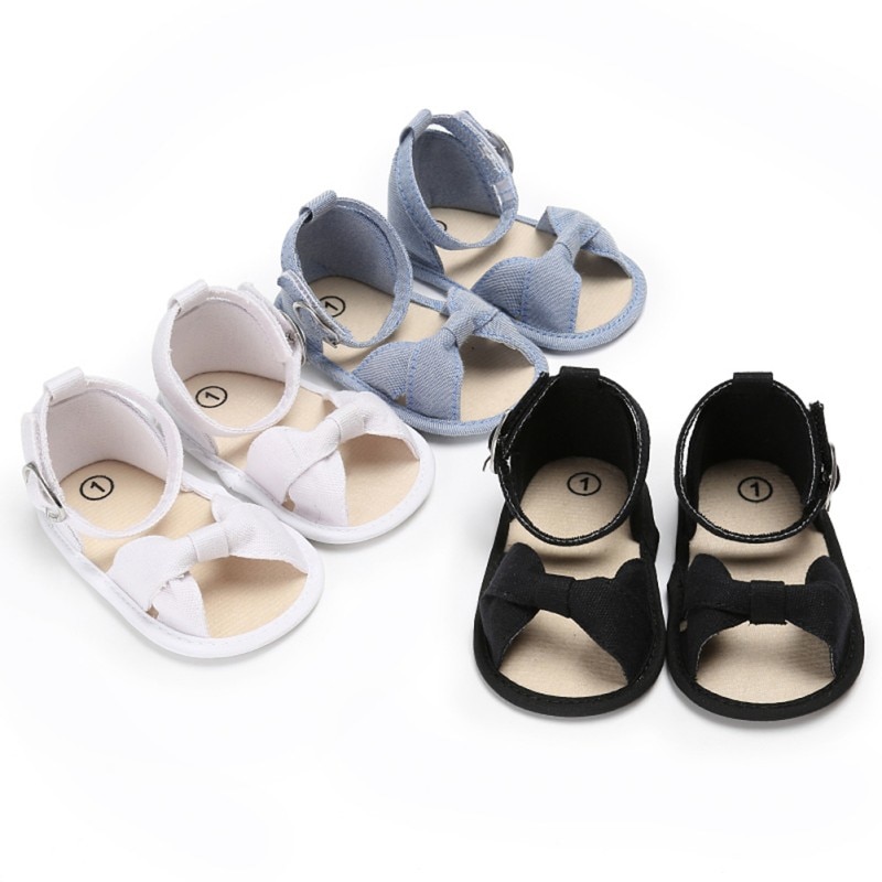 Bow Sandals for Girls Baby Shoes Cotton Baby Girl Sandals Bow Breathable Baby Sandals Sandy Beach Shoes