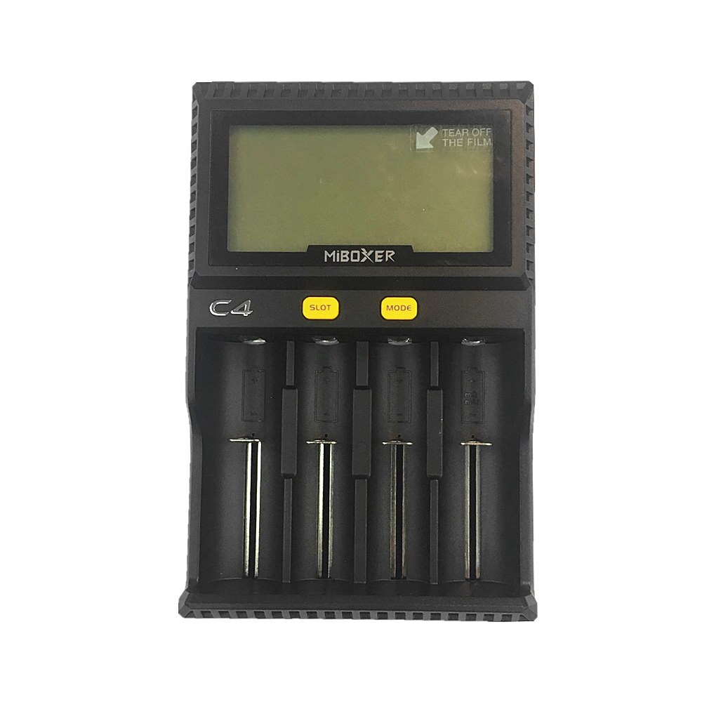 Original Miboxer C4 LCD Smart Battery Charger for Li-ion IMR INR ICR LiFePO4 18650 14500 26650 AAA Batteries 100-800 mAh