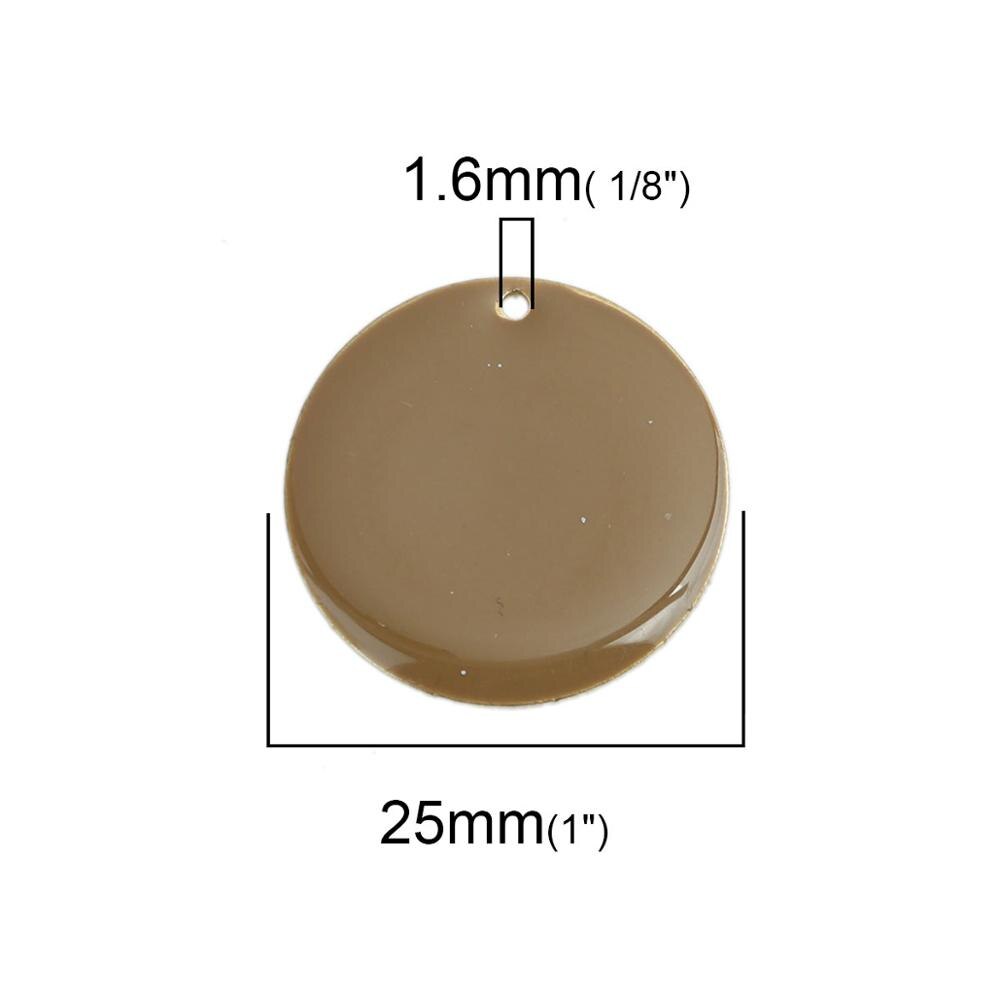 DoreenBeads Copper Enamelled Sequins Pendant Brass Colorful Round Style Jewelry DIY Charms 25mm Dia., 5 PCs: brown