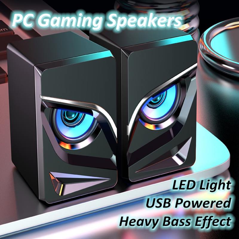 V-128 Pc Gaming Speakers Led Light Heavy Bass Audio Hifi Stereo Geluid Desktop Soundbox Computer Speakers Usb Aangedreven Met Schakelaar
