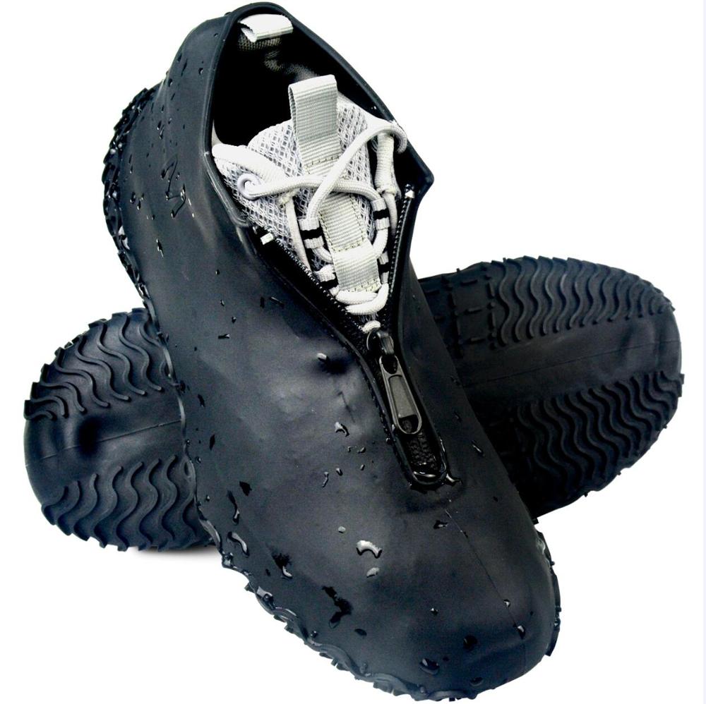BXIO Siliconen Schoen Covers met Rits Outdoor Siliconen Laarzen Cover Mannen Waterdichte Overschoenen Antislip Schoenen Cover: Black / M