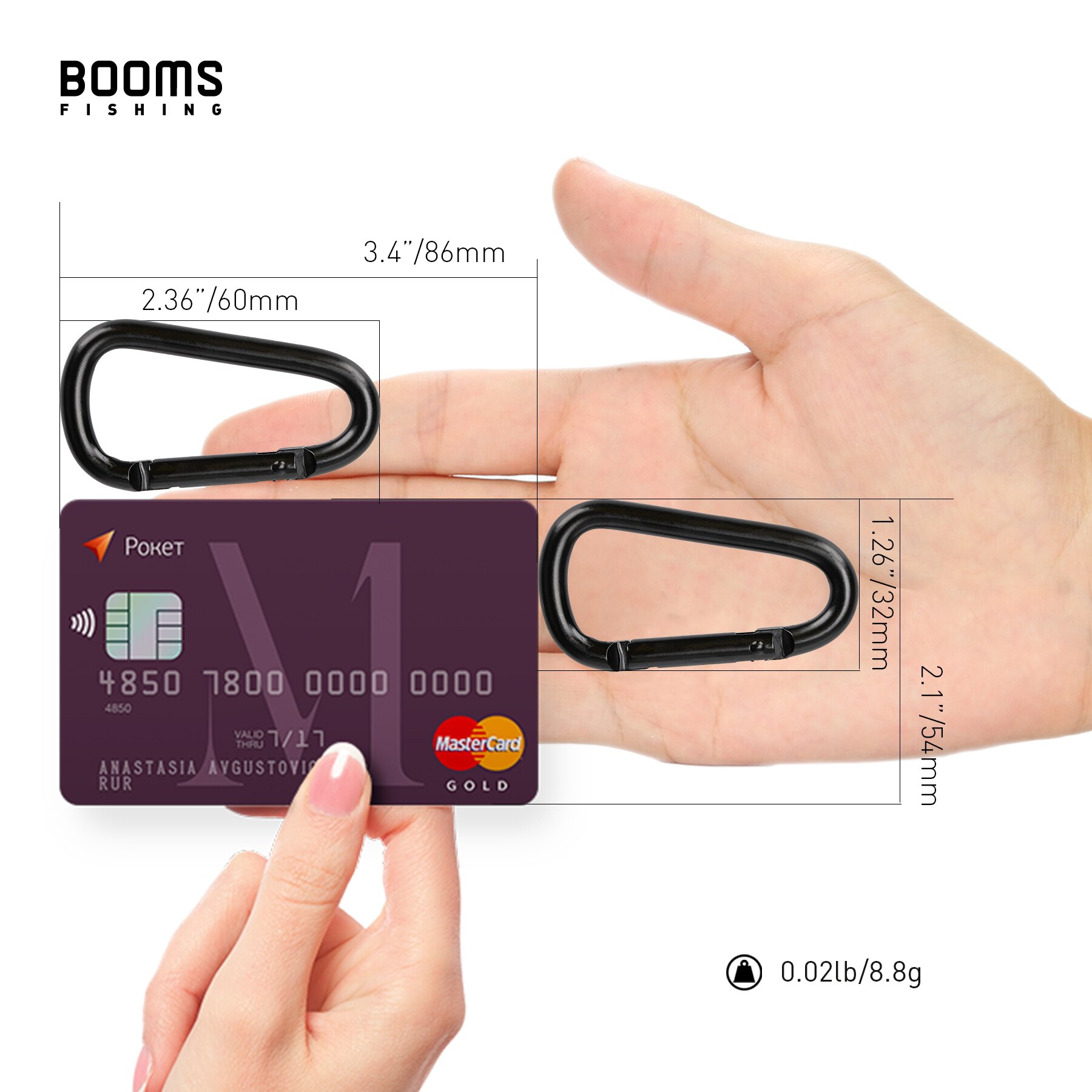 Booms Fishing CC2 Multi-Use Aluminum Alloy Carabiner Keychain Clips Outdoor Camping Climbing Snap Clip Lock Buckle Hook
