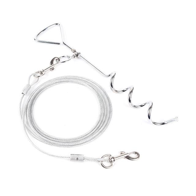 Pet Hondenlijn Spiraal Gebonden Anti Wrap Knopen Weide Hond Nail Voor Outdoor Camping Tuin Met Leads Draad Honden Riem 3M/5M/10M: WHITE / With 10M Leash