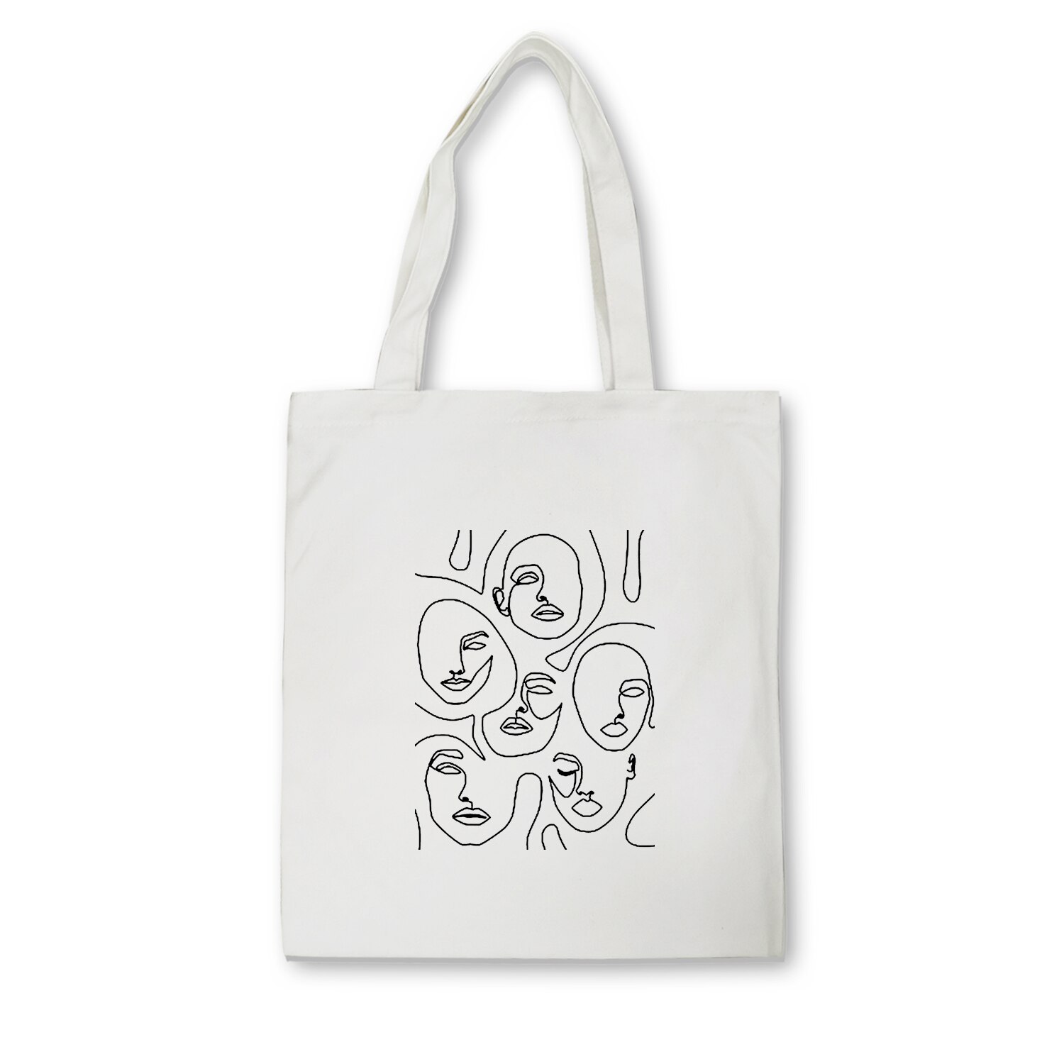 Women Canvas Bags Aesthetic Art Printing Tote Shopping Bags Casual Cloth Shoulder Bag for Girls Korean Ladies Shopper Bags: C12-90WHITE