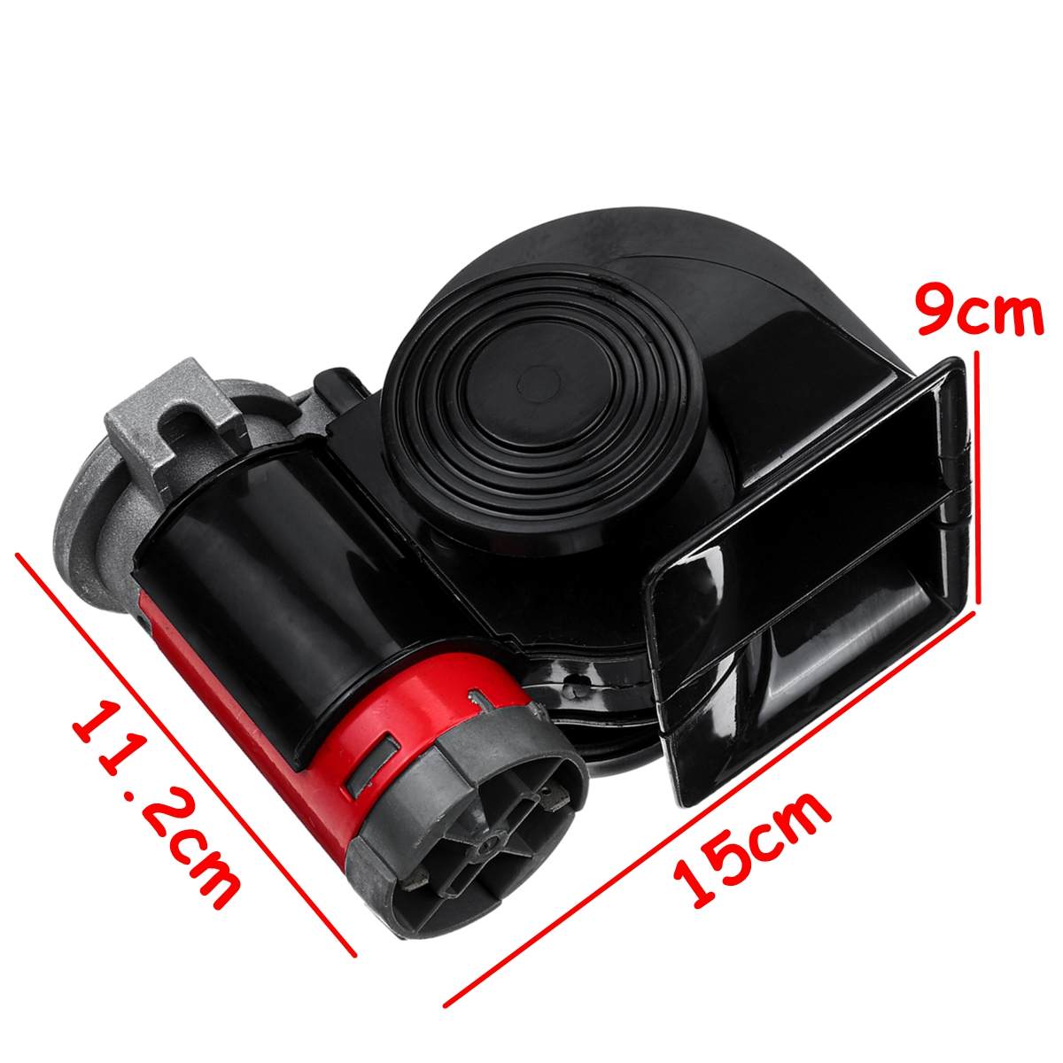 12v 250db auto dubbele toon compacte luchthoorns kit auto vrachtwagen vrachtwagen suv camper trein caravan boot dubbele toon super luid: Zwart vierkant